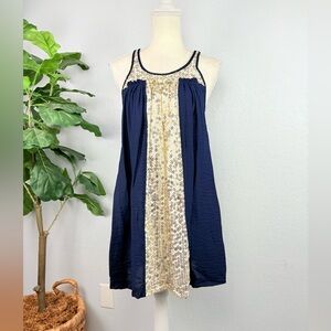 Glam Sequins Navy Blue Racerback Tunic Tank